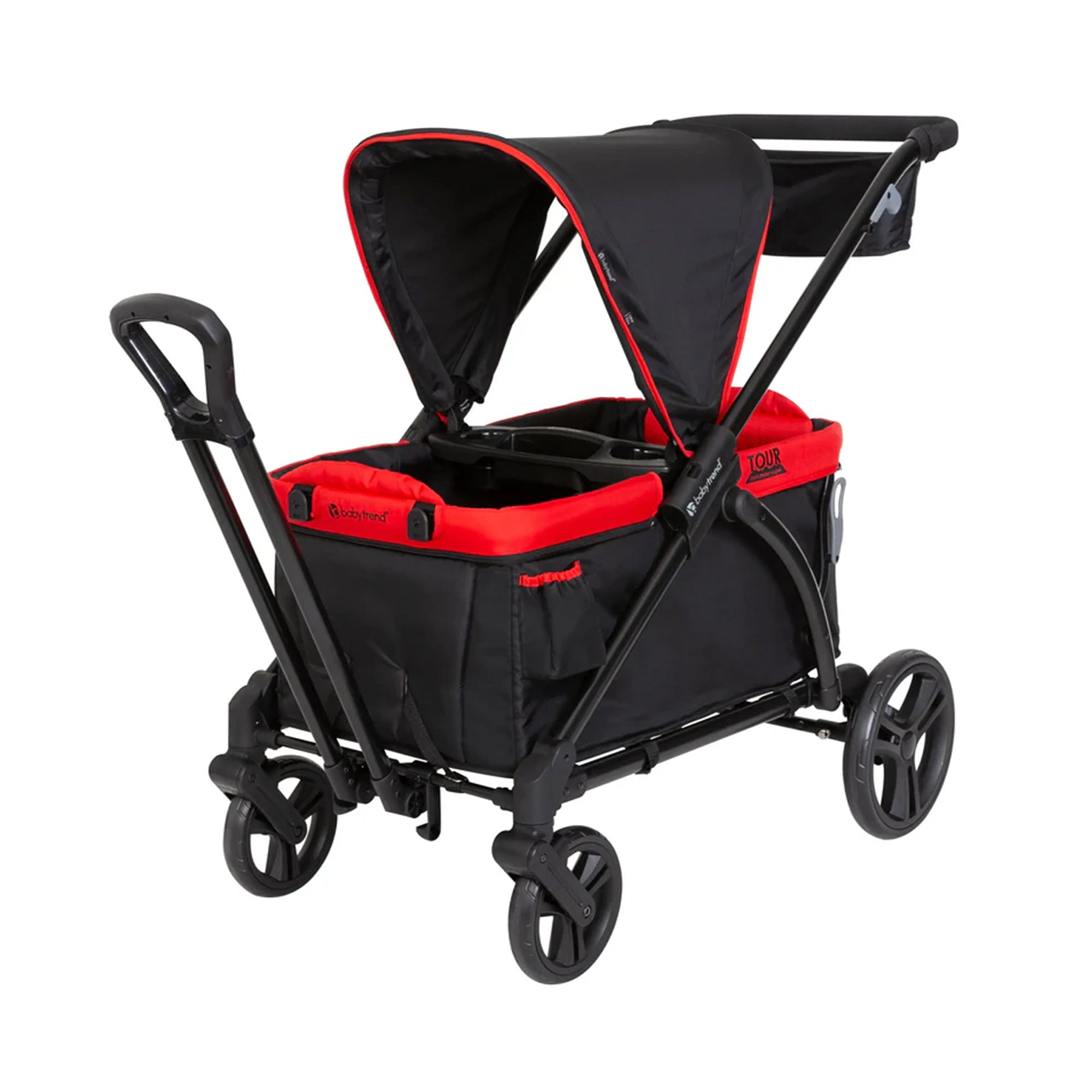 Baby Trend Tour 2-in-1 Push or Pull Stroller Wagon, 2-Seater w/ Canopy, Mars Red - VMInnovations