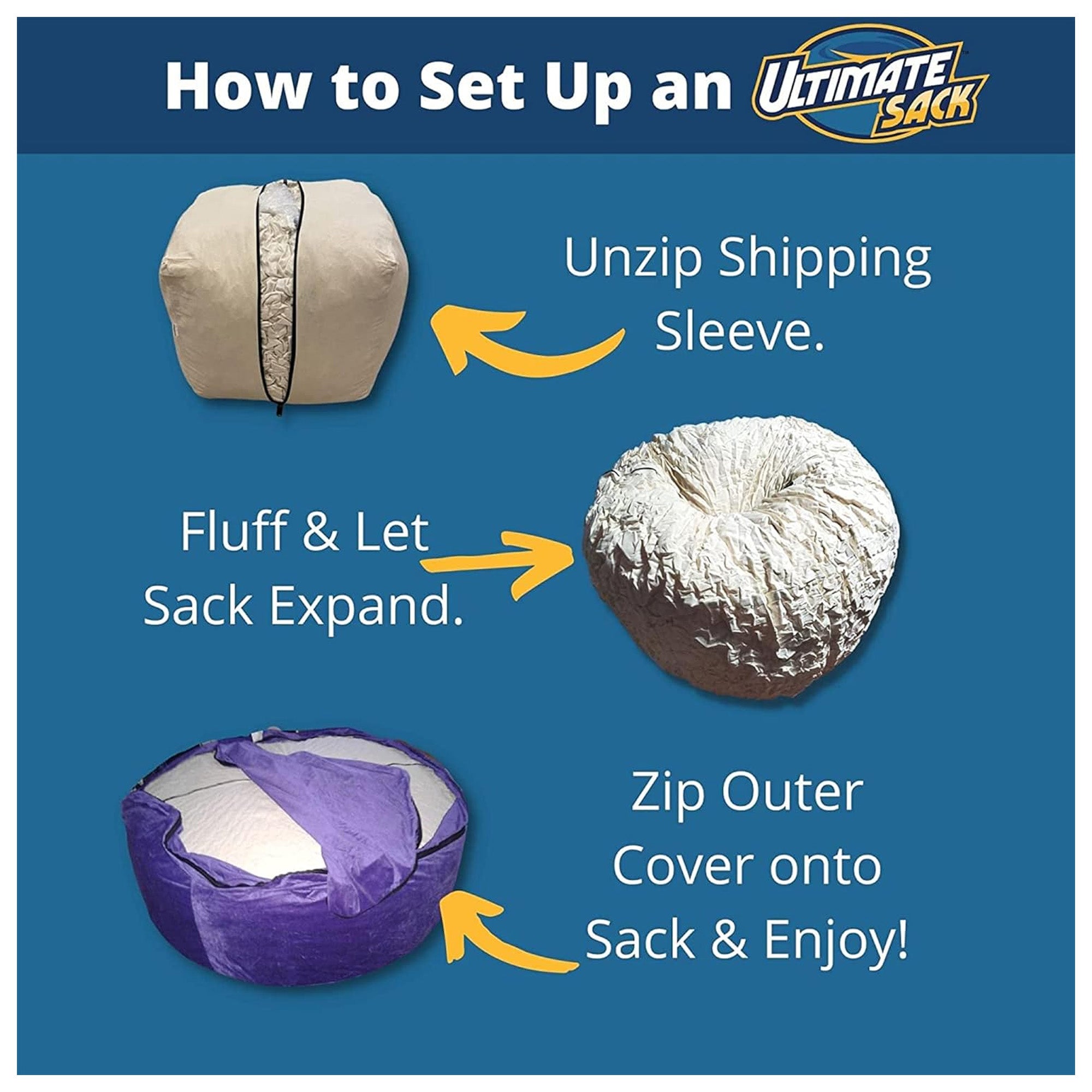Ultimate Sack 5ft Bean Bag Chair and Footstool, Oversized Lounger, Hunter Suede - VMInnovations