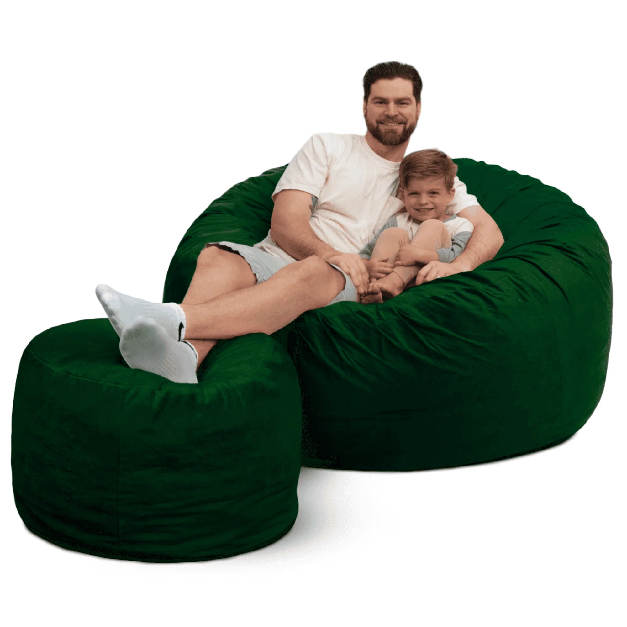 Ultimate Sack 5ft Bean Bag Chair and Footstool, Oversized Lounger, Hunter Suede - VMInnovations
