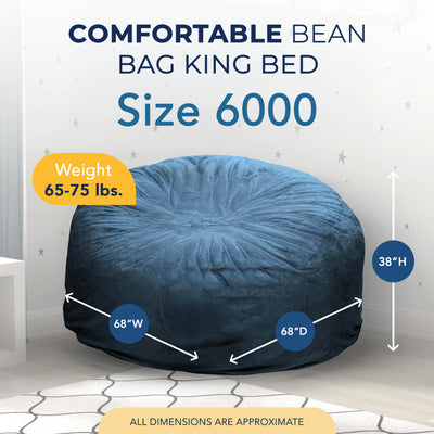 Ultimate Sack 6 ft Bean Bag Chair, Oversized Indoor Comfy Lounger, (Open Box)