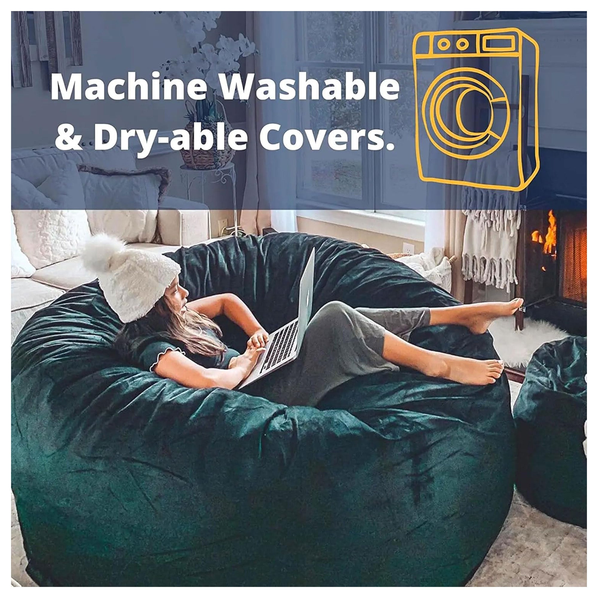 Ultimate Sack 6 ft Bean Bag Chair, Oversized Indoor Comfy Lounger, (Open Box)