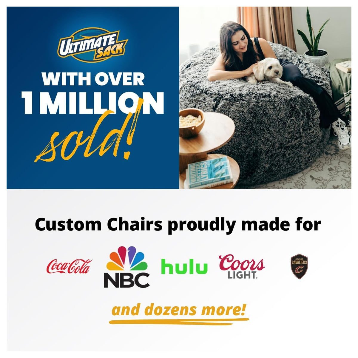 Ultimate Sack 6ft Bean Bag Chair and Footstool, Oversized Lounger (Open Box)