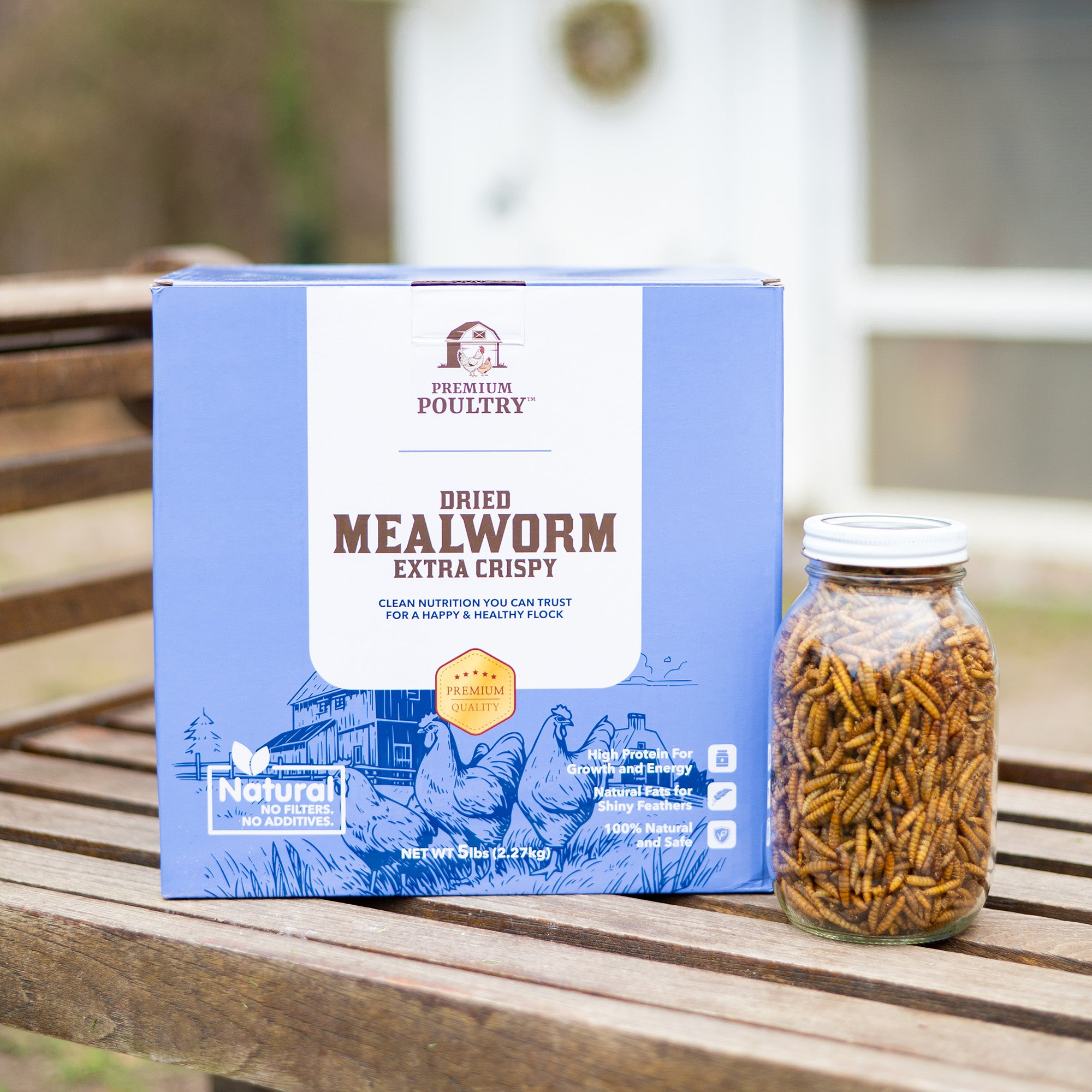 Premium Poultry 20 Pound Dried Mealworms Natural High Protein Chicken Feed Treat