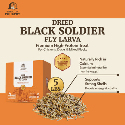 Premium Poultry 5 lb Mealworms and 5 lb Black Soldier Fly Dried Chicken Feed