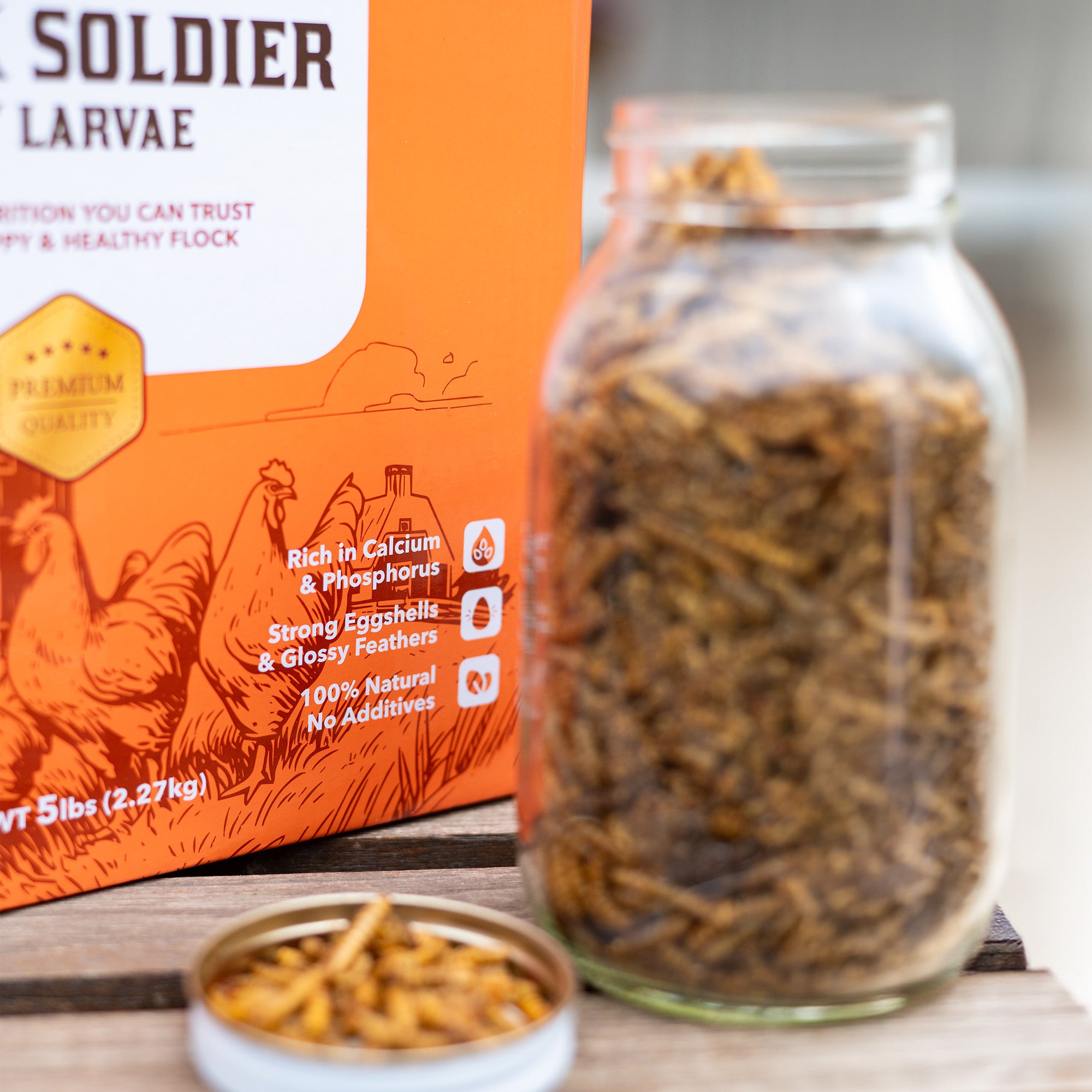 Premium Poultry 5 lb Dried Black Soldier Fly Larvae Chicken Feed Protein Treats