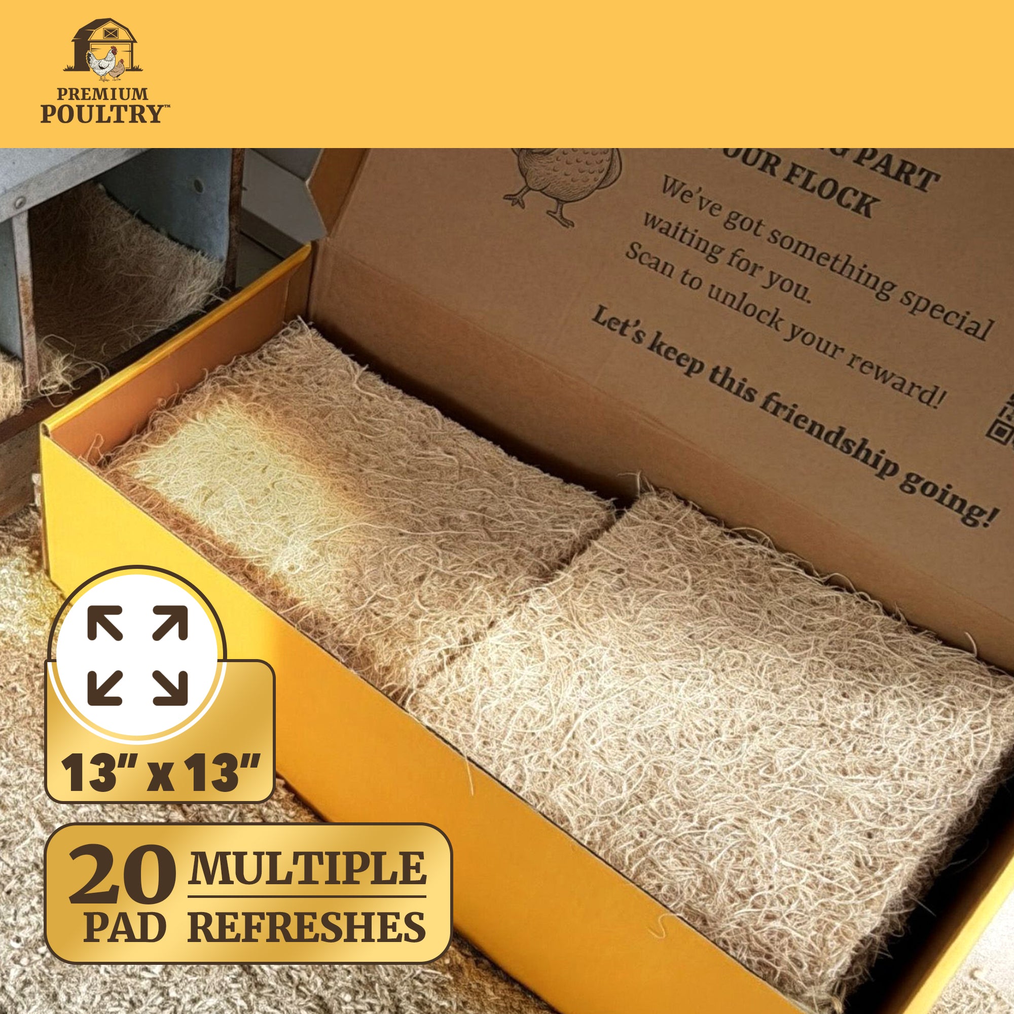 Premium Poultry 20-Pack Aspen Nesting Pads for Chicken Coop Nest Boxes, Tan