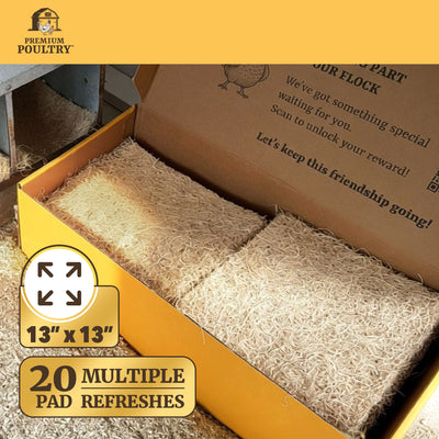 Premium Poultry 20-Pack Aspen Nesting Pads for Chicken Coop Nest Boxes, Tan - VMInnovations