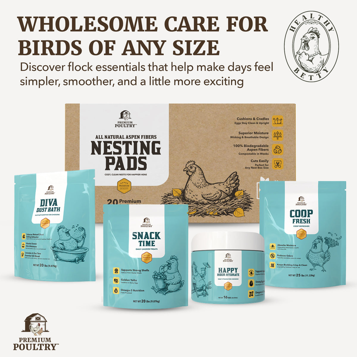 Premium Poultry 20-Pack Aspen Nesting Pads for Chicken Coop Nest Boxes, Tan - VMInnovations