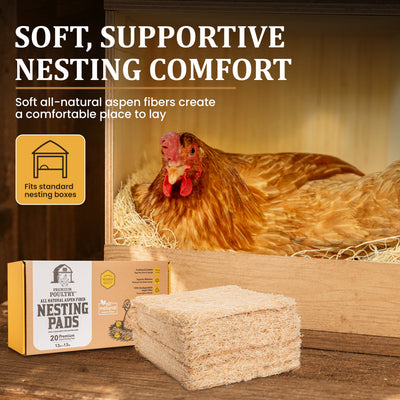 Premium Poultry 20-Pack Aspen Nesting Pads for Chicken Coop Nest Boxes, Tan - VMInnovations