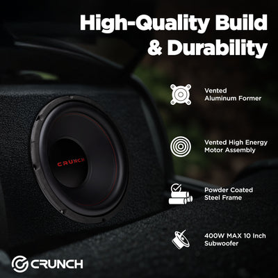 Crunch 4 Pack CRW10D4 10" 400W MAX 4 Ohm Dual Voice Coil Car Subwoofer Speaker