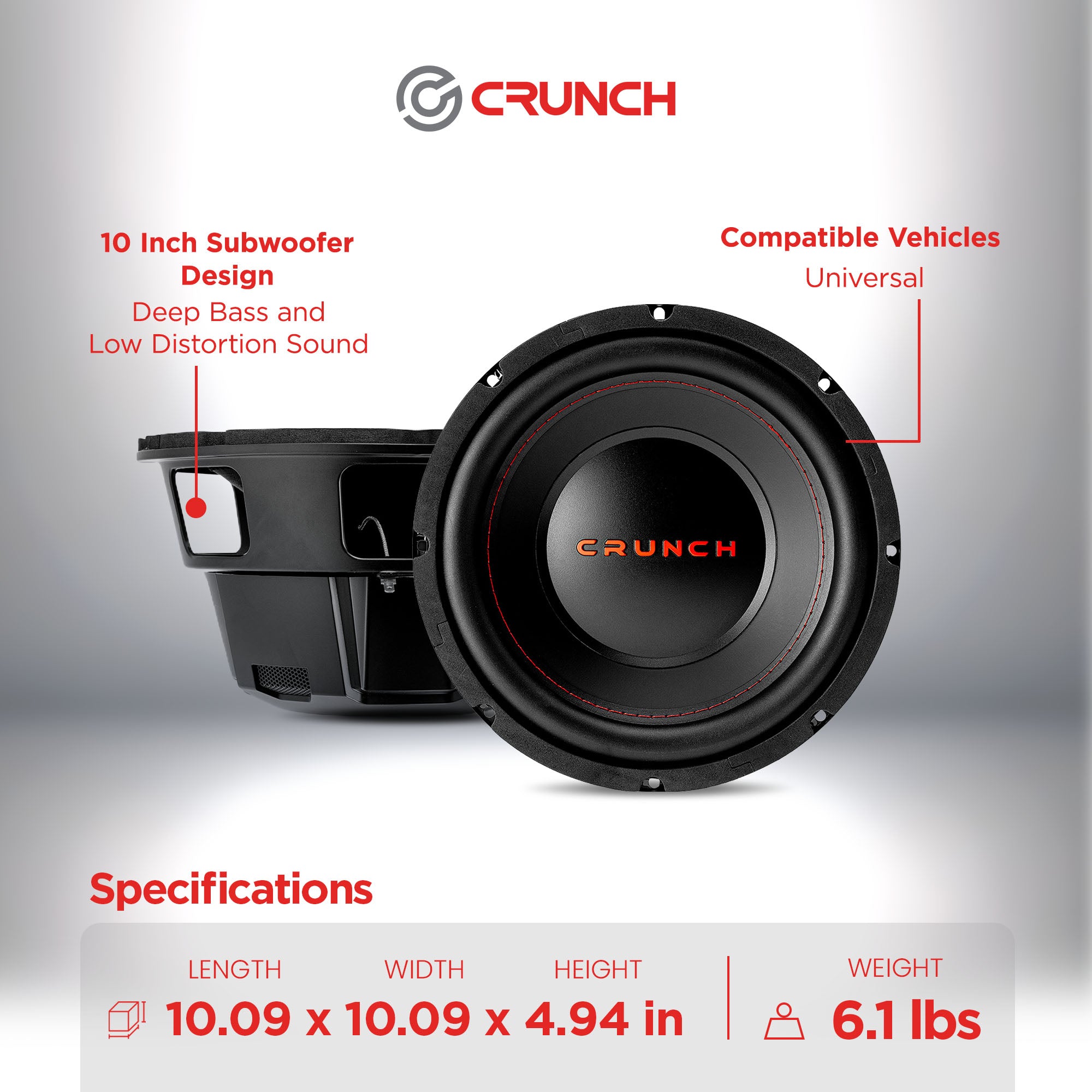 Crunch 4 Pack CRW10D4 10" 400W MAX 4 Ohm Dual Voice Coil Car Subwoofer Speaker