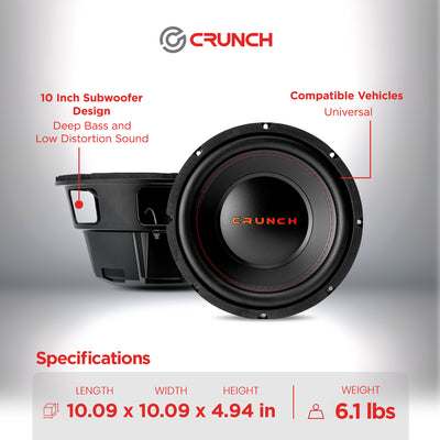 Crunch 4 Pack CRW10D4 10" 400W MAX 4 Ohm Dual Voice Coil Car Subwoofer Speaker