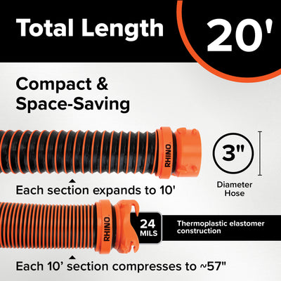 Camco RV RhinoEXTREME 20' Hose Extension Kit w/Swivel Fittings &Lock Ring (Used) - VMInnovations