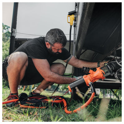 Rhino Sewer Macerator Pump System for Campers or RVs with 4-in-1 Adapter, Orange