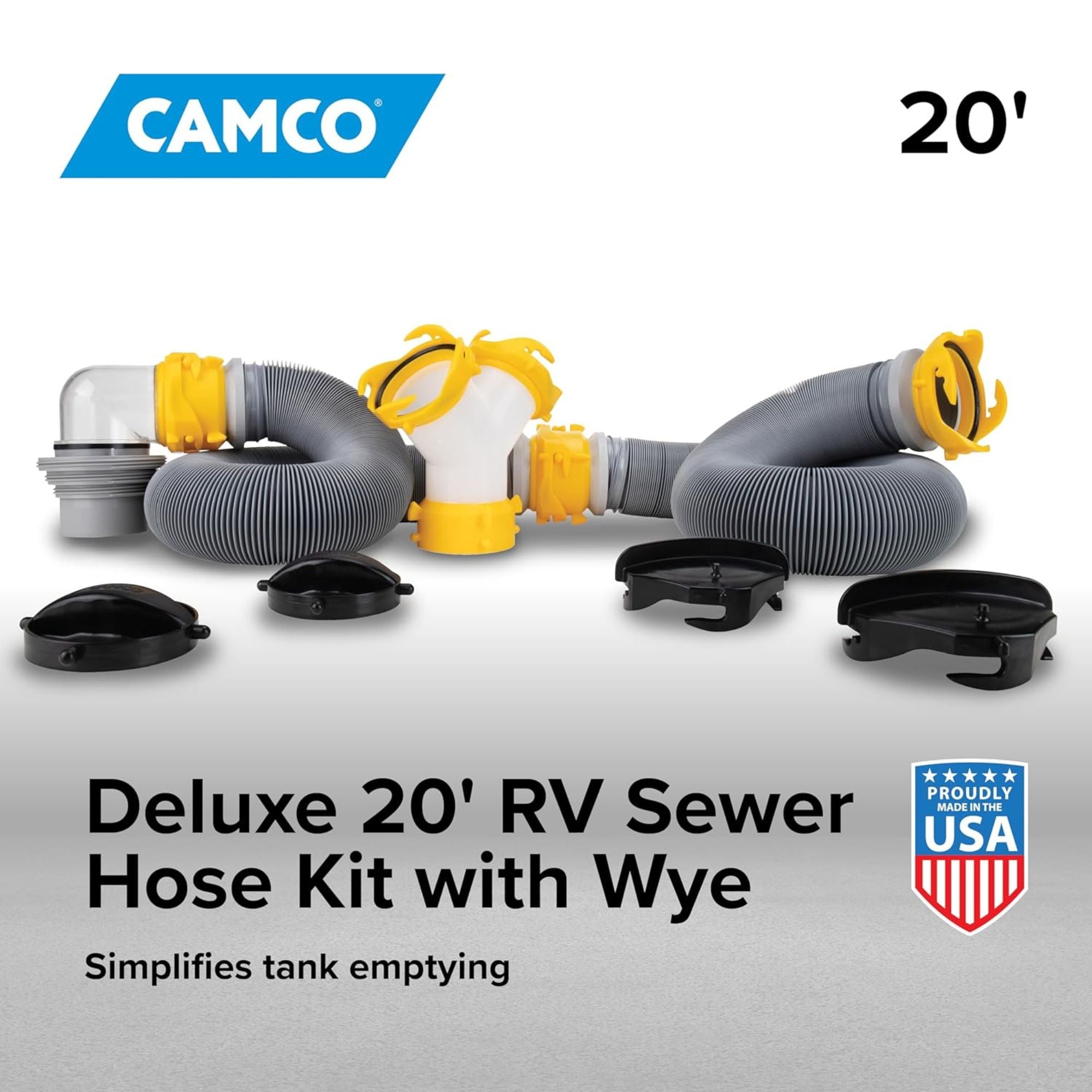 Camco Deluxe 20 Ft RV Sewer Hose Kit with Swivel Fittings and Wye Connector - VMInnovations