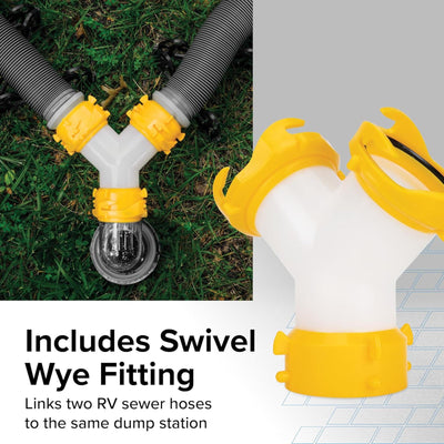 Camco Deluxe 20 Ft RV Sewer Hose Kit with Swivel Fittings and Wye Connector - VMInnovations