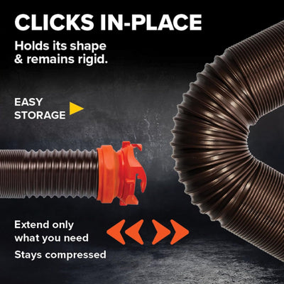 Camco RhinoFLEX 15 Ft RV Sewer Hose Kit with Clear Elbow and Adapter (Open Box) - VMInnovations