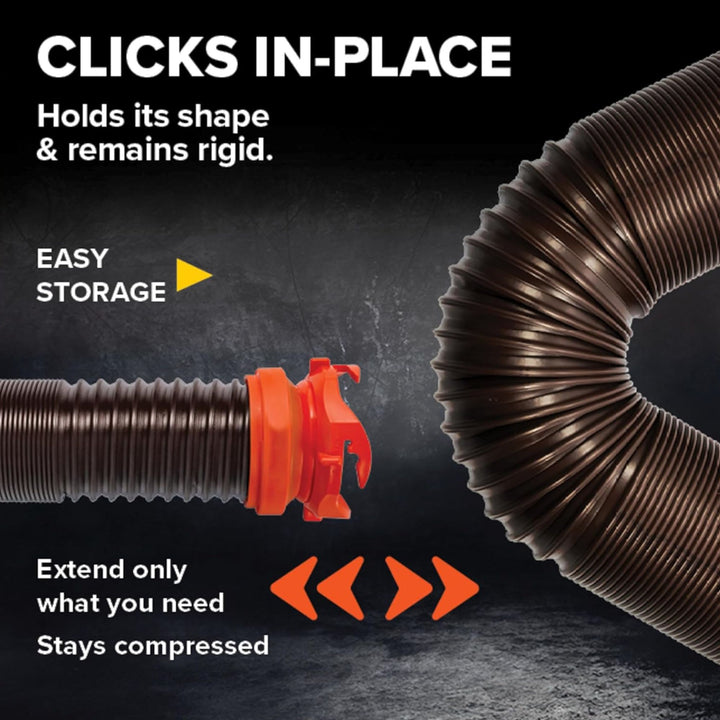 Camco RhinoFLEX 15 Ft RV Sewer Hose Kit with Clear Elbow and Adapter (Open Box) - VMInnovations
