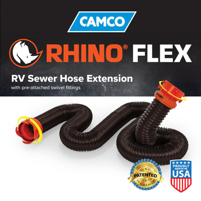 Camco RhinoFLEX 10 Ft RV Sewer Hose Extension with Lug and Bayonet Fitting