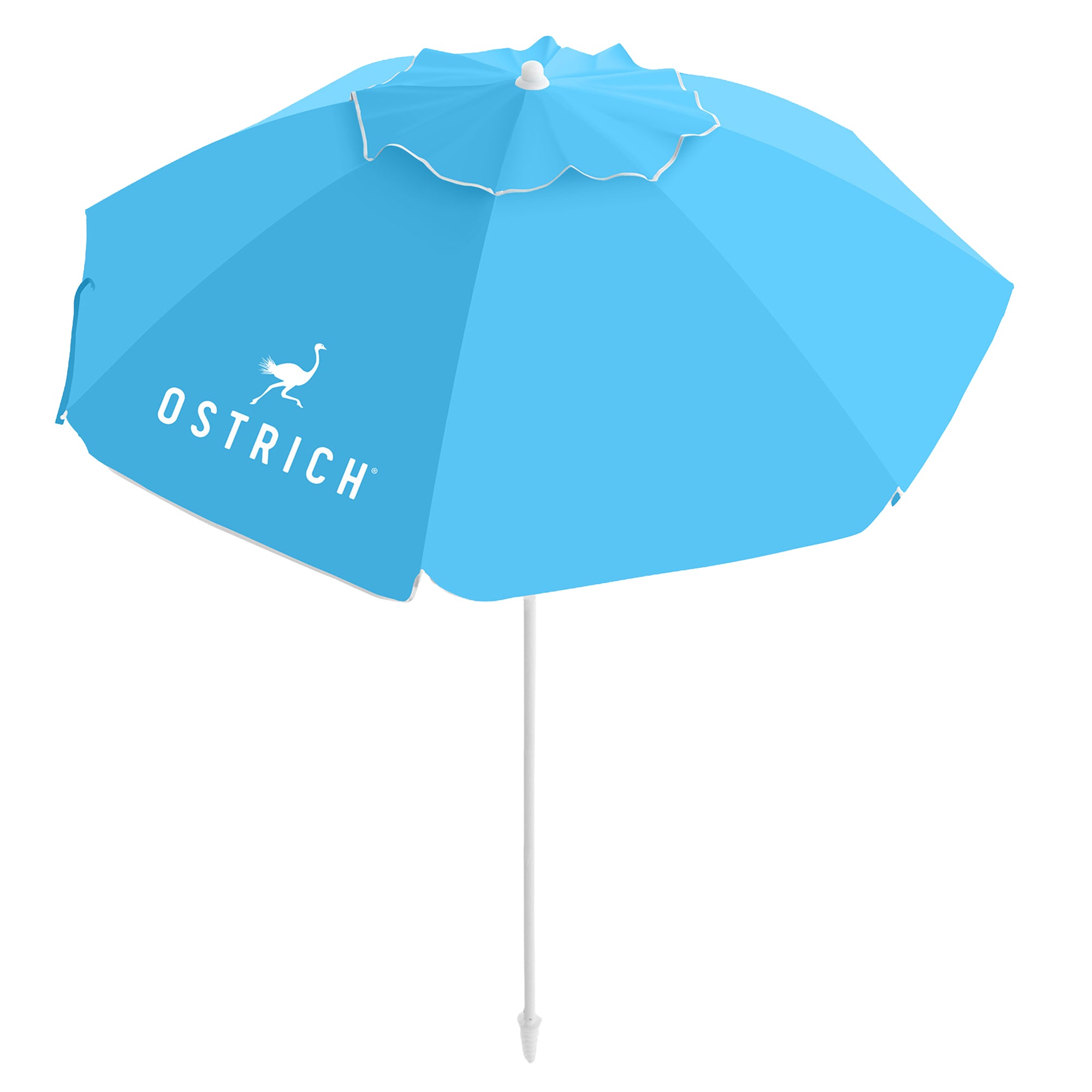 Ostrich The Deluxe Umbrella, 7 ft Beach Umbrella with Sand Auger, Light Blue - VMInnovations
