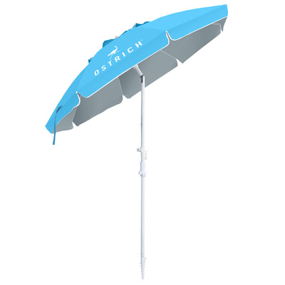 Ostrich The Deluxe Umbrella, 7 ft Beach Umbrella with Sand Auger, Light Blue - VMInnovations
