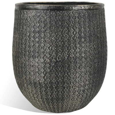 Worth 14.5" Round Planter, Lightweight Magnesium Oxide Cement Plant Pot, Black - VMInnovations