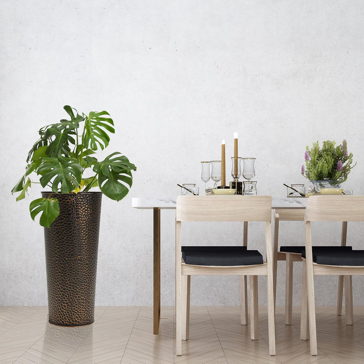 Worth 2 Pack 25" Metal Planter with Inside Pot for Indoors or Outdoors(Open Box)