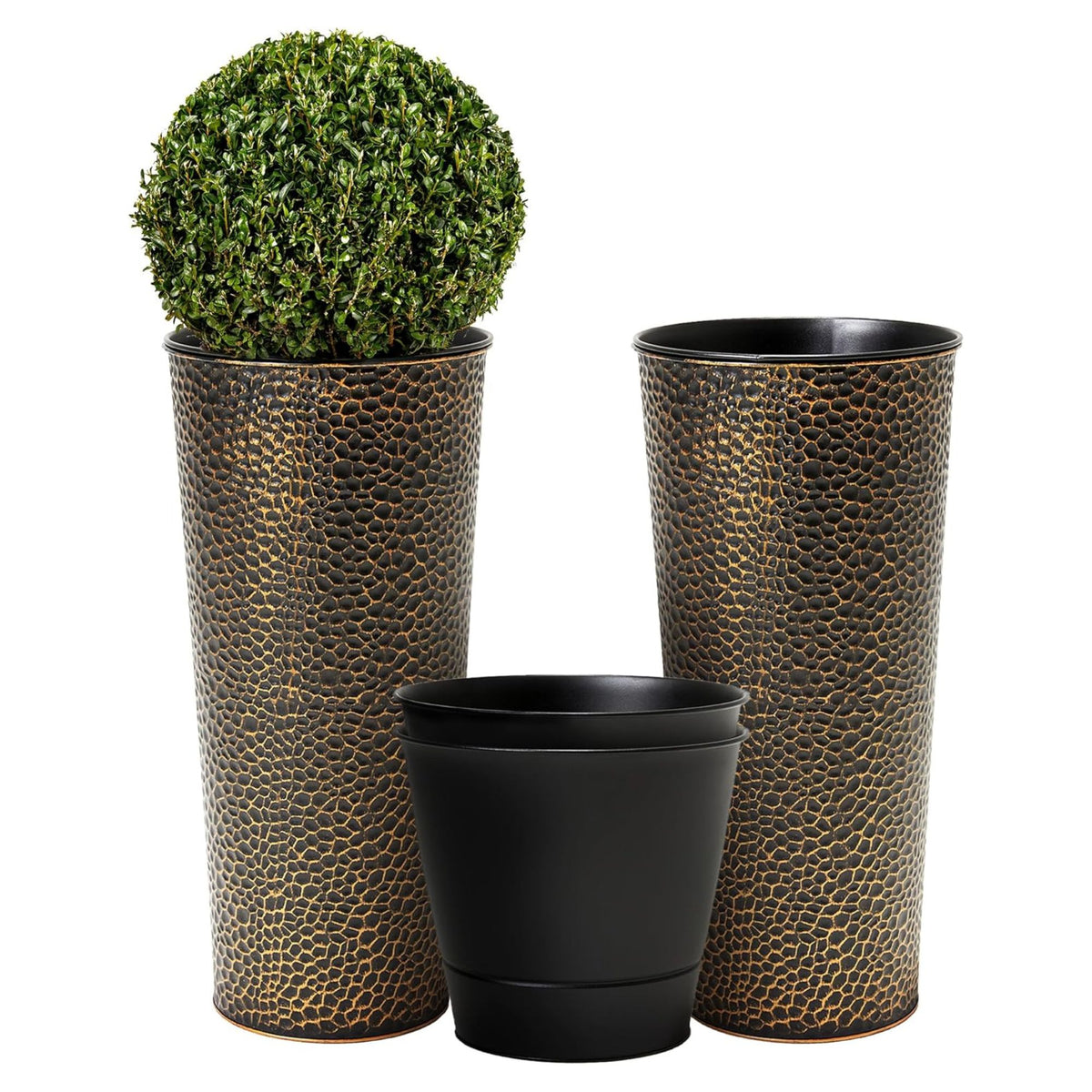 Worth 2 Pack 25" Metal Planter with Inside Pot for Indoors or Outdoors(Open Box)