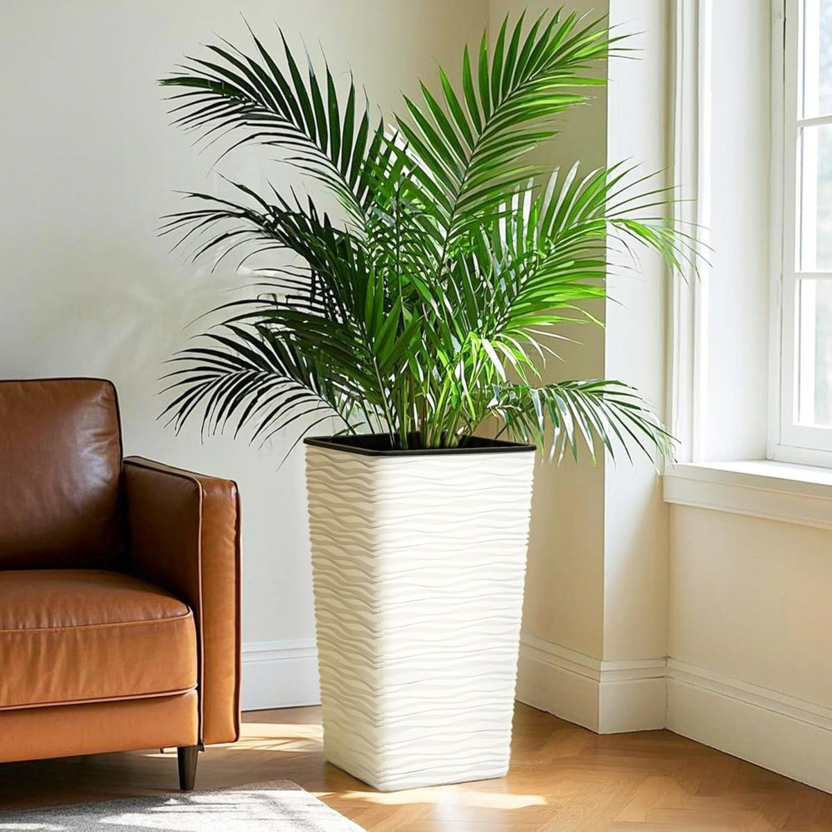 Worth 2 Pack 22" Tall Plastic Square Tapered Planter W Inside Pots, (Open Box)