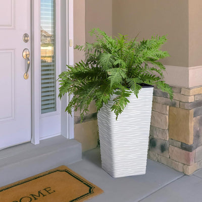 Worth 2 Pack 22" Tall Plastic Square Tapered Planter W Inside Pots, (Open Box)