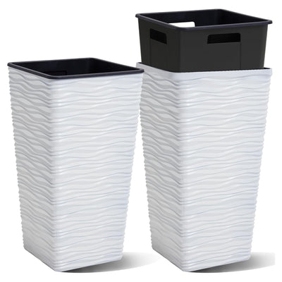 Worth 2 Pack 22" Tall Plastic Square Tapered Planter W Inside Pots, (Open Box)