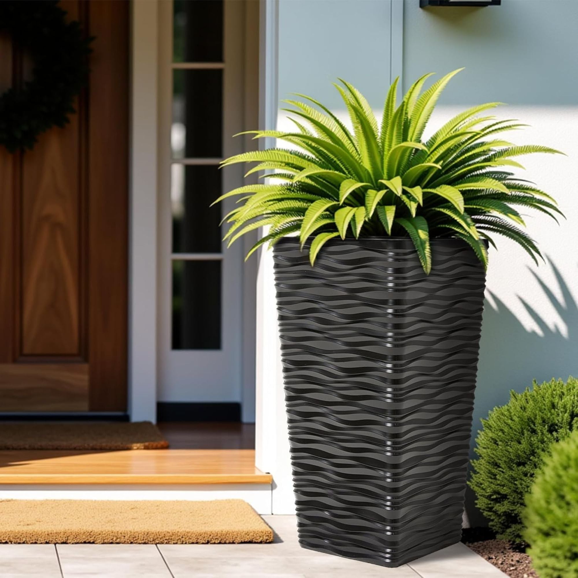 Worth 2 Pack 22" Tall Plastic Square Tapered Planter with Inside Pots (Open Box) - VMInnovations