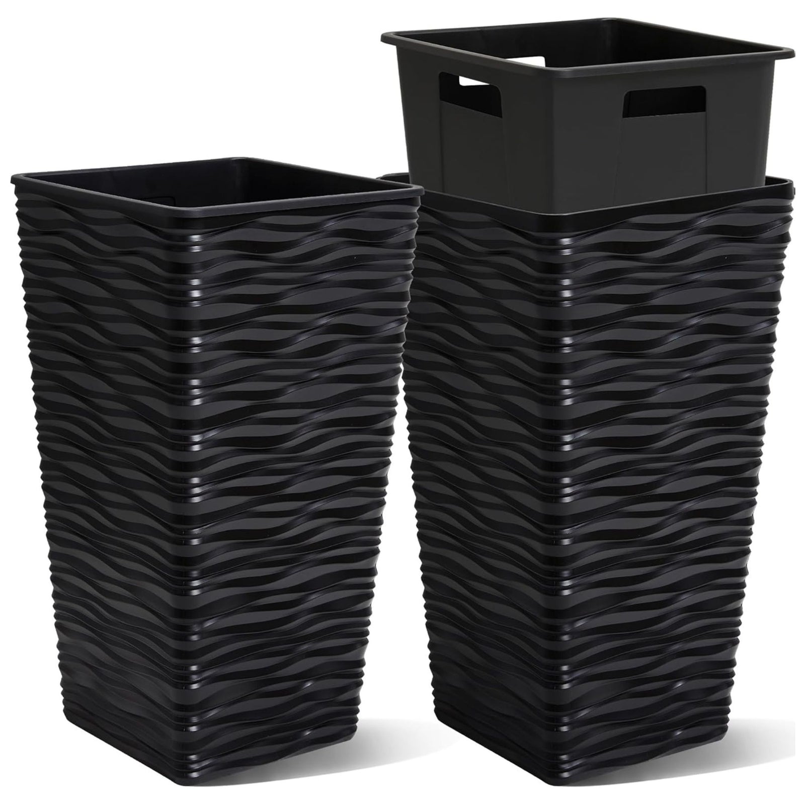Worth 2 Pack 22" Tall Plastic Square Tapered Planter with Inside Pots (Open Box) - VMInnovations