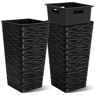 Worth 2 Pack 22" Tall Plastic Square Tapered Planter with Inside Pots (Open Box) - VMInnovations