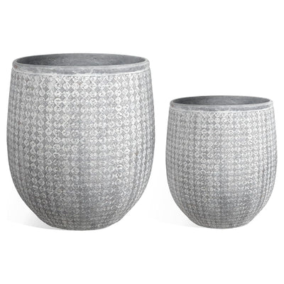 Worth 12" and 14.5" Round Planters, Magnesium Oxide Cement Plant Pots, Grey (Open Box)
