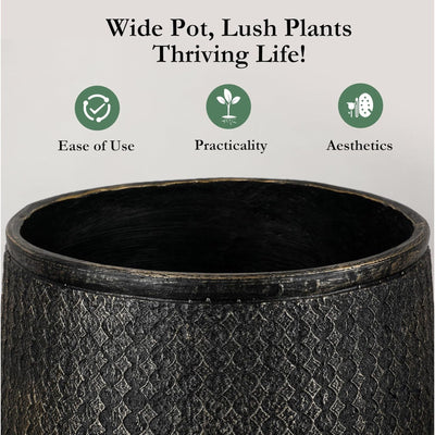 Worth 12" Round Planter, Lightweight Magnesium Oxide Cement Plant Pot (Open Box)