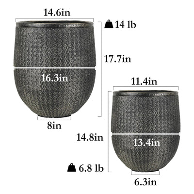Worth 12" Round Planter, Lightweight Magnesium Oxide Cement Plant Pot (Open Box)