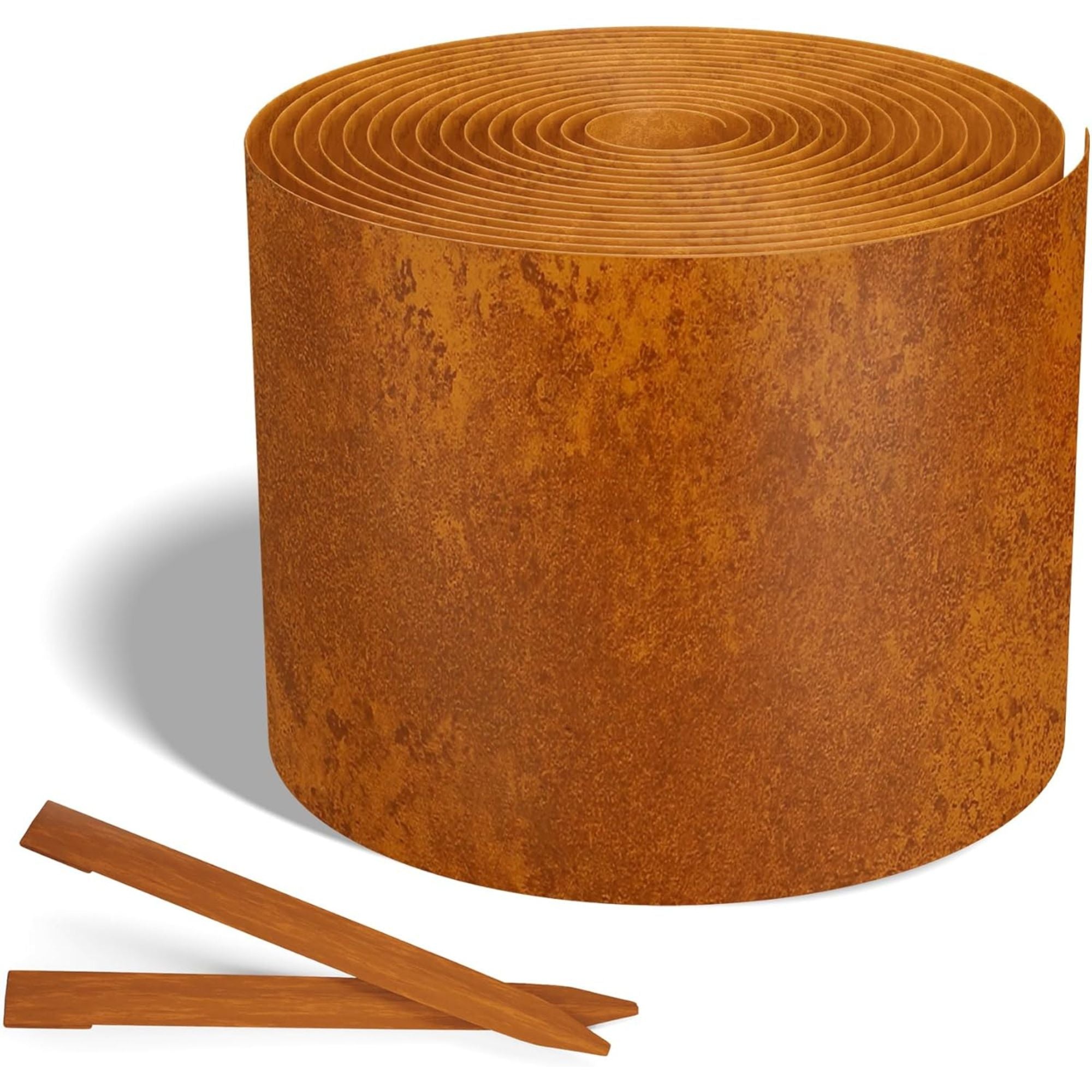 Worth Galvanized Steel Landscape Edging Roll with 8 Stakes, 4.5" x 25', Rust - VMInnovations