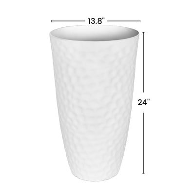 Worth 2 Pack 24" Tall Large Plastic Round Planter with Drainage Hole, White (Open Box)