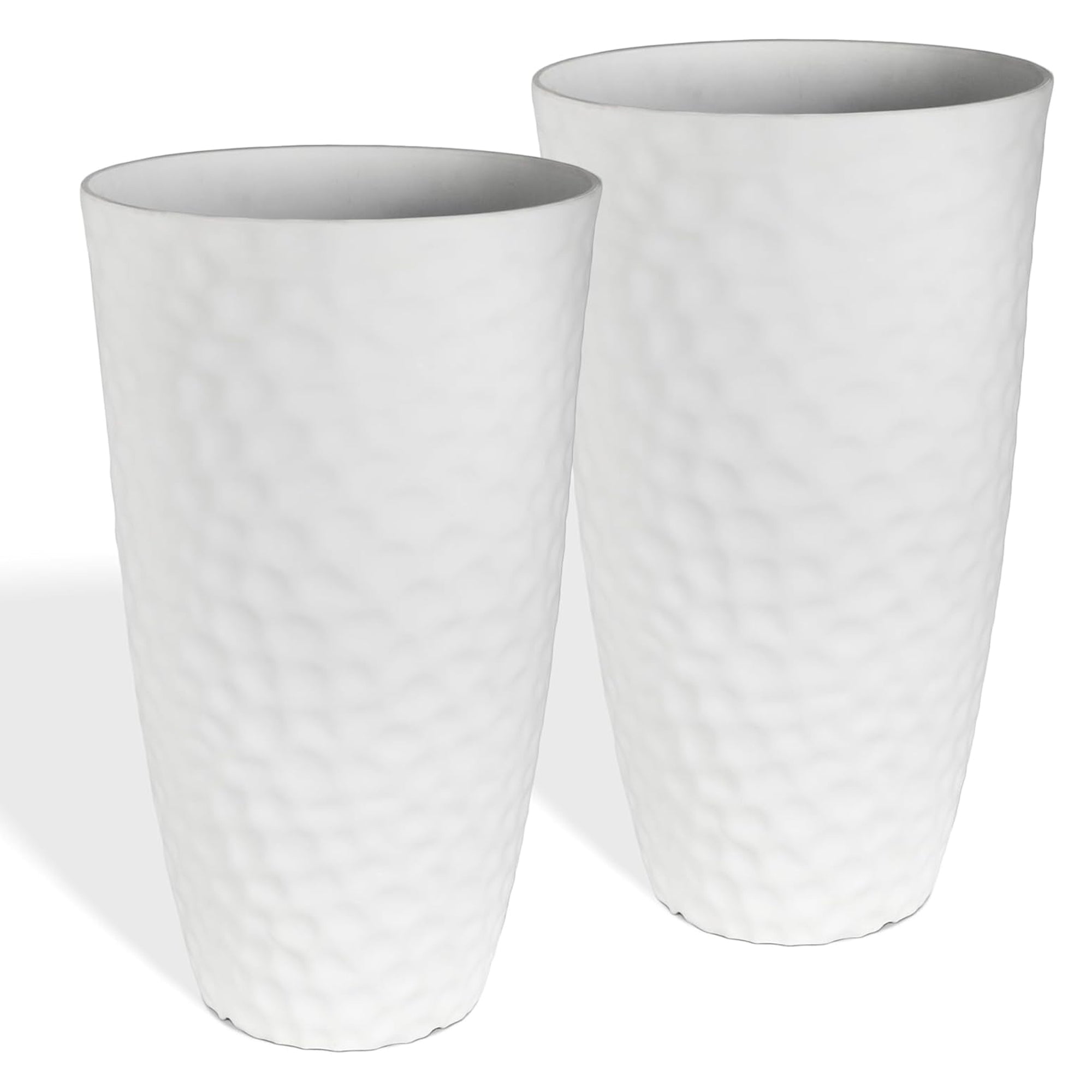 Worth 2 Pack 24" Tall Large Plastic Round Planter with Drainage Hole, White - VMInnovations