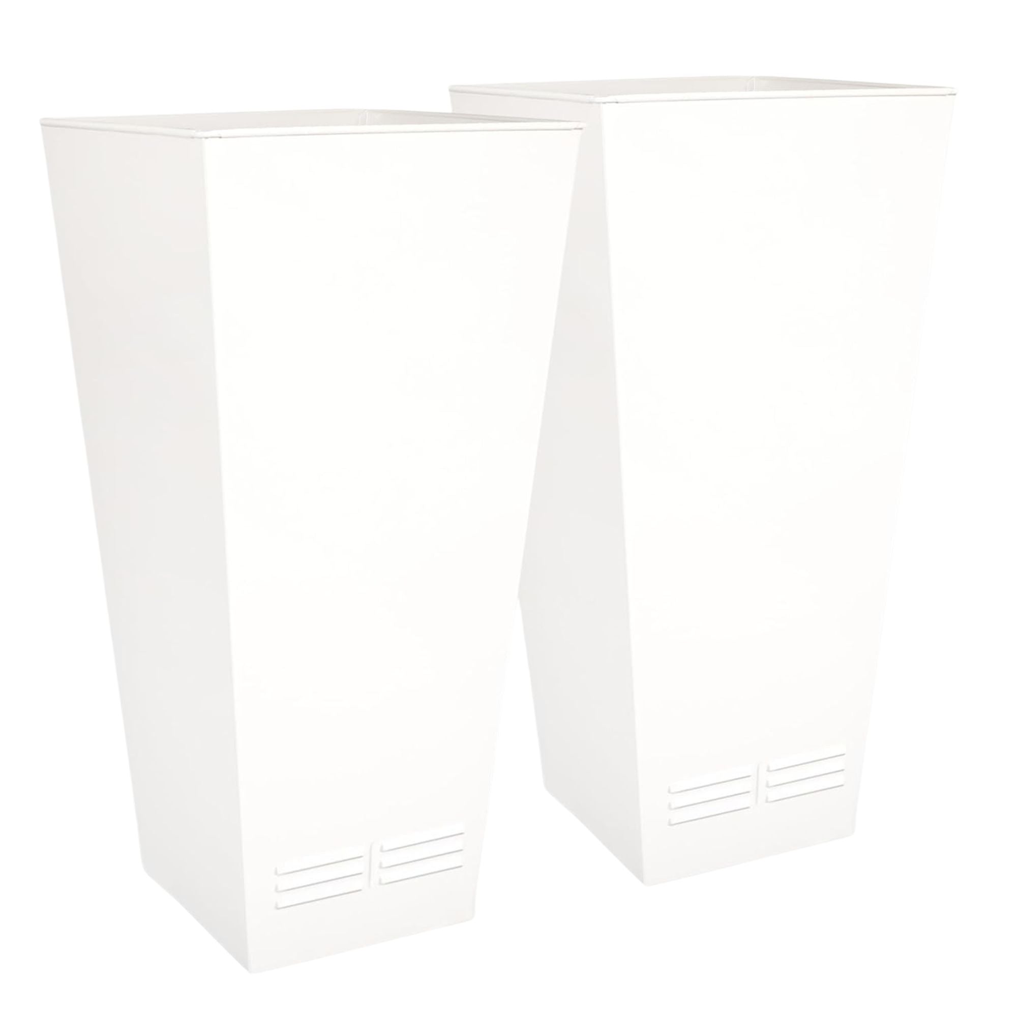 Worth 2 Pack 28" Tall Large Metal Planter, Tapered Steel Flower Pots, White - VMInnovations