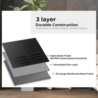 Worth Metal Planter Box with Insert Plate & Drain Holes, 30" Long, Matte Black - VMInnovations