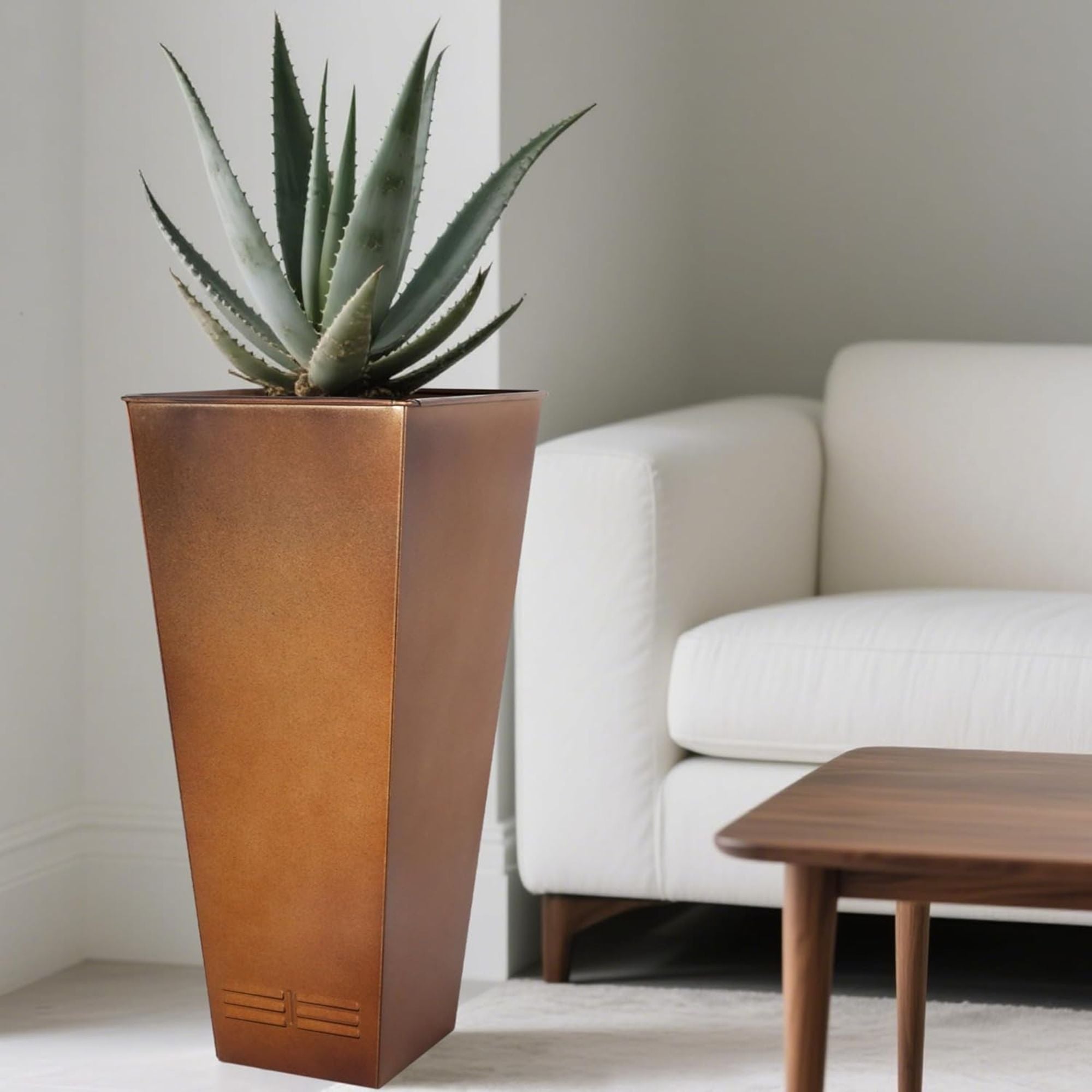 Worth 2 Pack 28" Tall Large Metal Planter, Tapered Steel Flower Pots (Open Box)