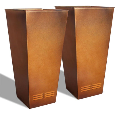 Worth 2 Pack 28" Tall Large Metal Planter, Tapered Steel Flower Pots (Open Box)