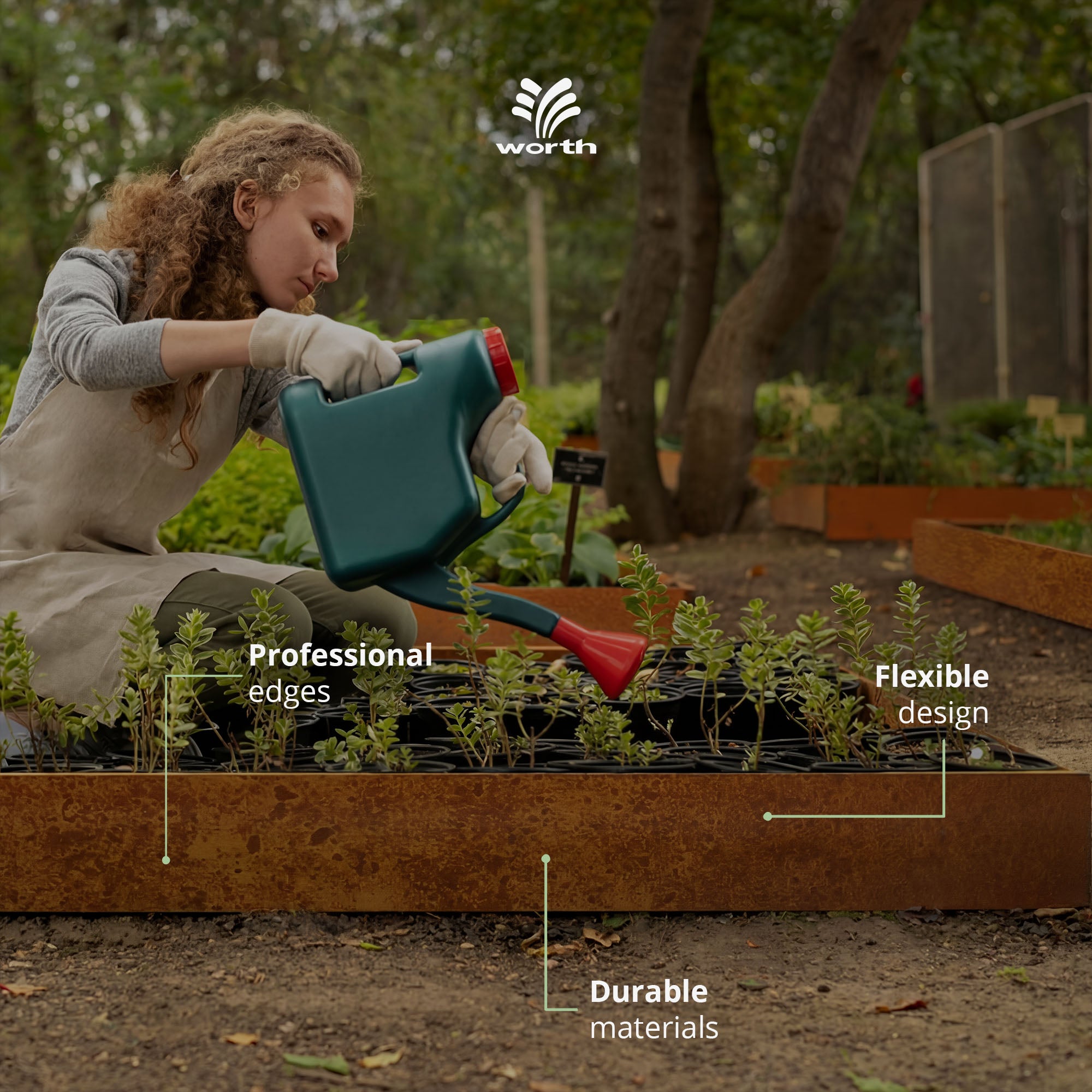 Worth Galvanized Steel Landscape Edging Roll with 16 Stakes, 6" x 50', Rust - VMInnovations
