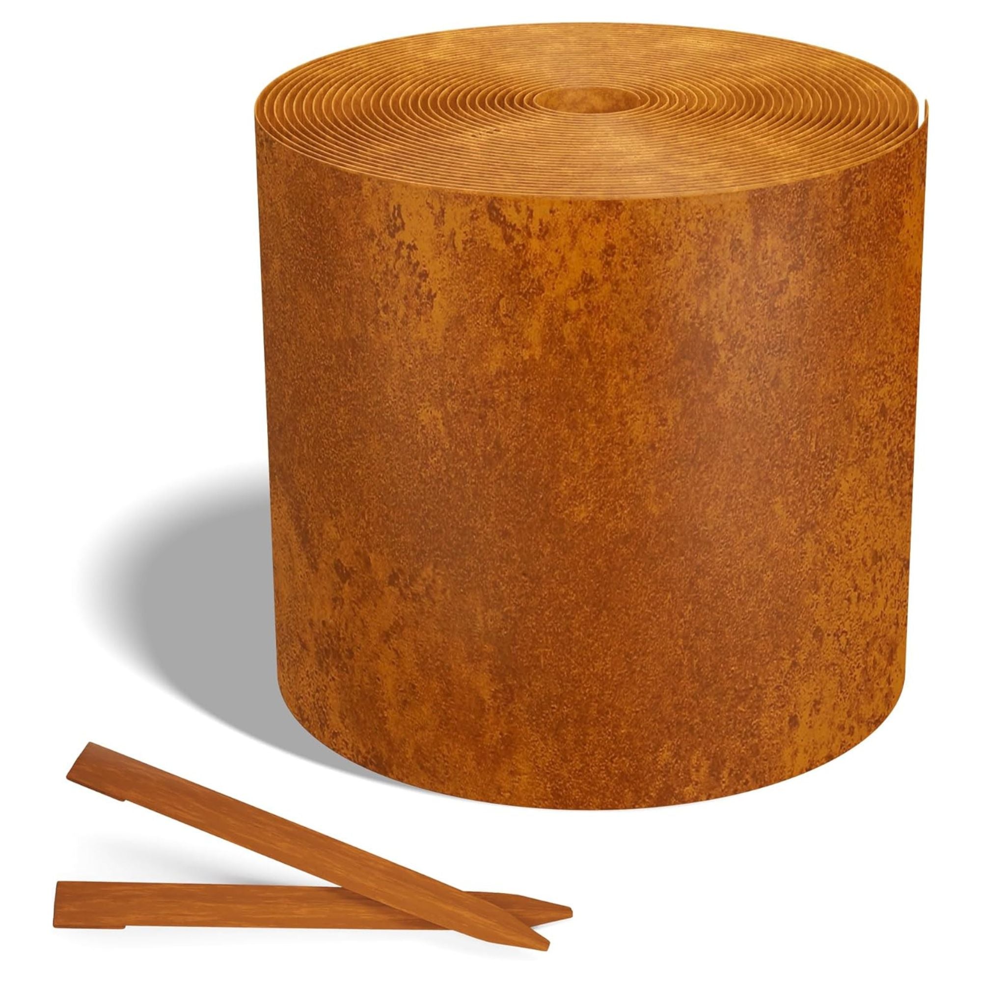 Worth Galvanized Steel Landscape Edging Roll with 16 Stakes, 6" x 50', Rust - VMInnovations