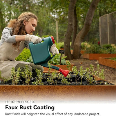 Worth Galvanized Steel Landscape Edging Roll with 8 Stakes, 10" x 25', Rust - VMInnovations