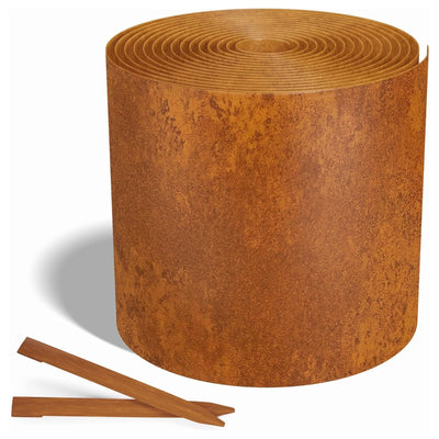 Worth Galvanized Steel Landscape Edging Roll with 8 Stakes, 10" x 25', Rust - VMInnovations