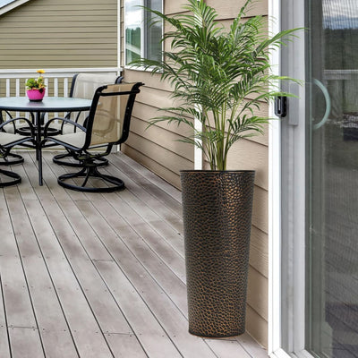 Worth 2 Pack 28" Metal Planter with Inside Pot for Indoors or Outdoors, Bronze