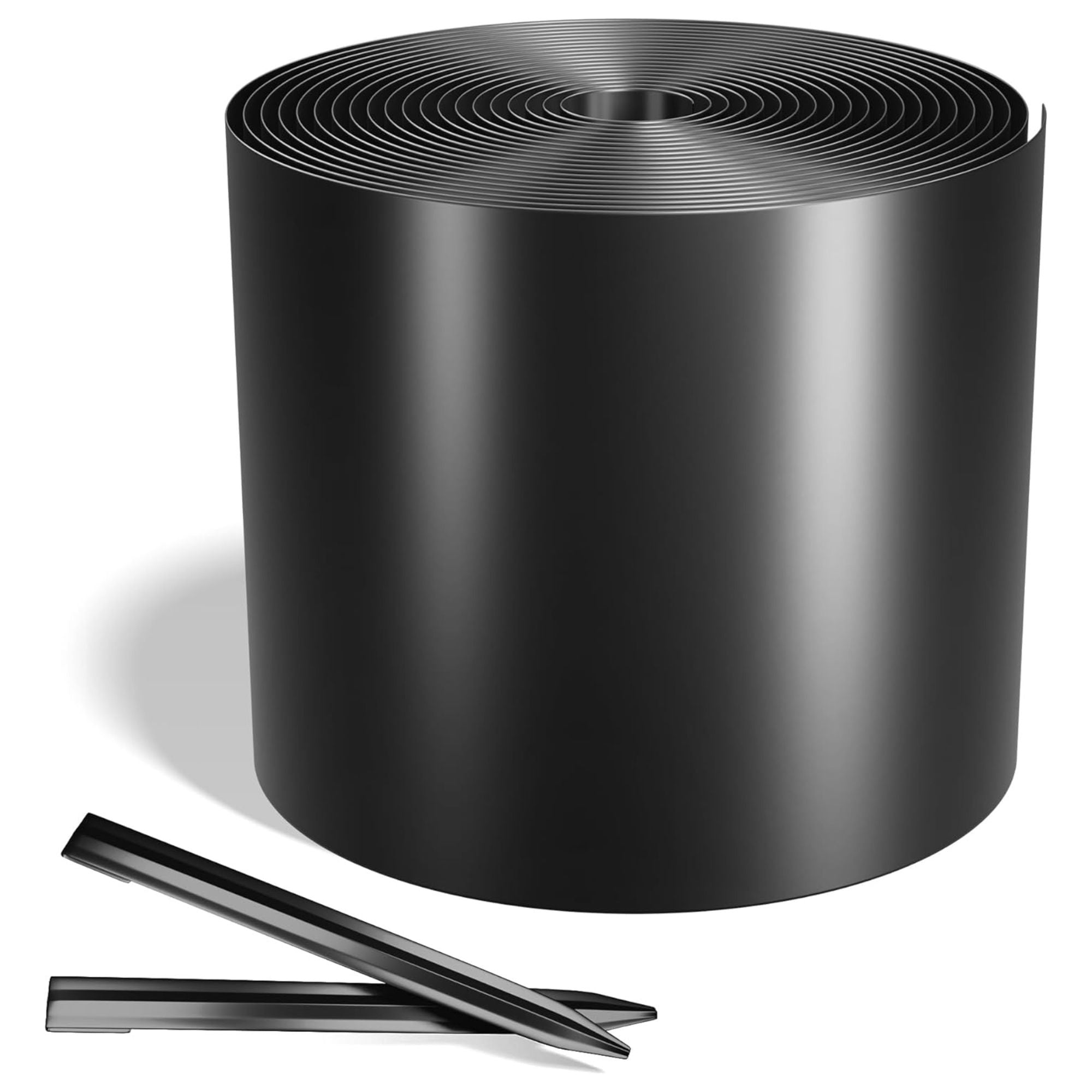 Worth Galvanized Steel Landscape Edging Roll with 8 Stakes, 8" x 25', Black